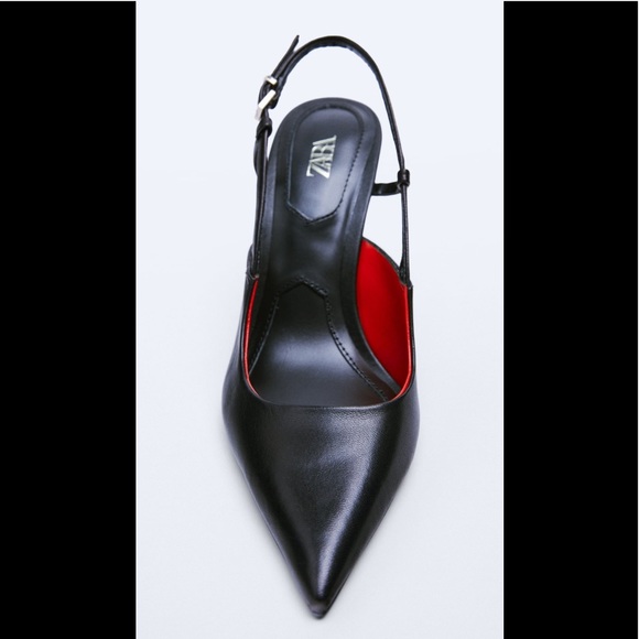 Zara metal heel leather slingback shoes - Picture 3 of 7
